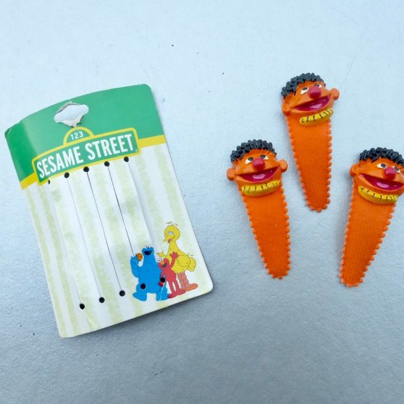 Ernie Sesame Street Hair Clips Orange Rare Fabric main image 14